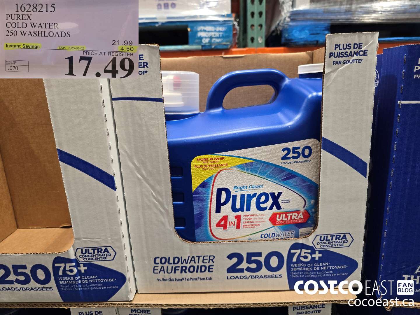 1628215 PUREX COLD WATER 250 washloads ($4.50 INSTANT SAVINGS EXPIRES ON 2025-03-02) $17.49