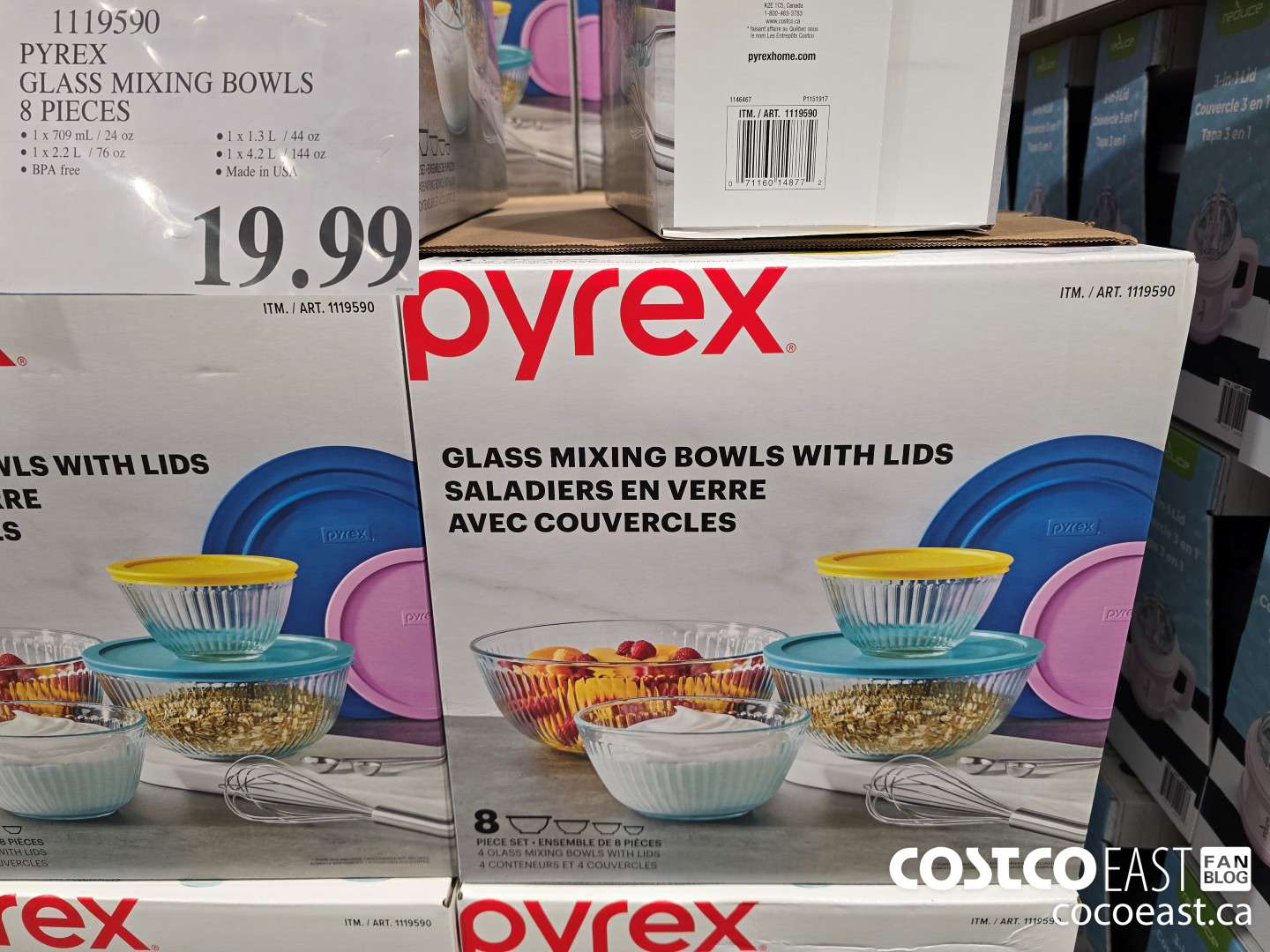 1119590 PYREX GLASS MIXING BOWLS 8 PIECES $19.99