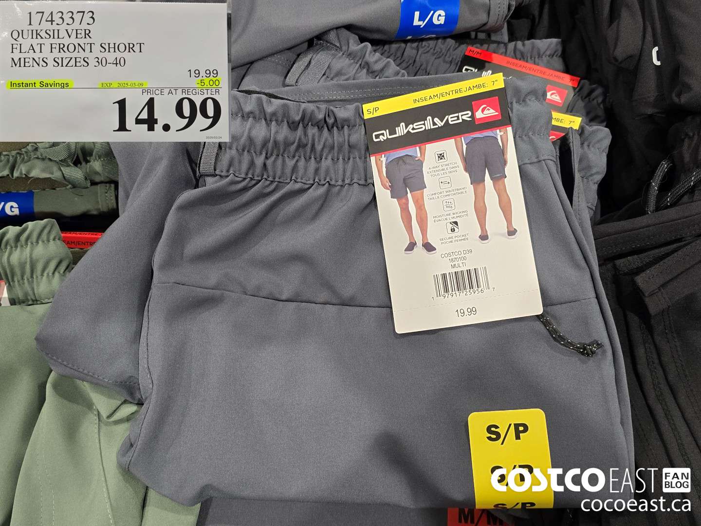 1743373 QUIKSILVER FLAT FRONT SHORT MENS SIZES 30-40 ($5.00 INSTANT SAVINGS EXPIRES ON 2025-03-09) $14.99