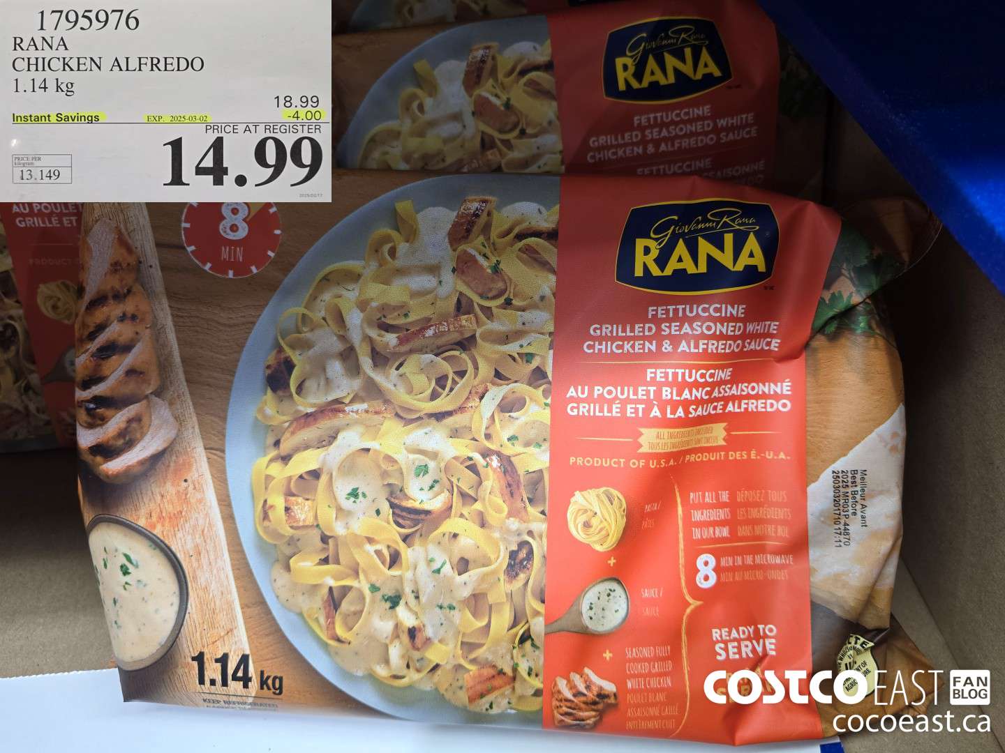 1795976 RANA CHICKEN ALFREDO 1.14 KG ($4.00 INSTANT SAVINGS EXPIRES ON 2025-03-02) $14.99