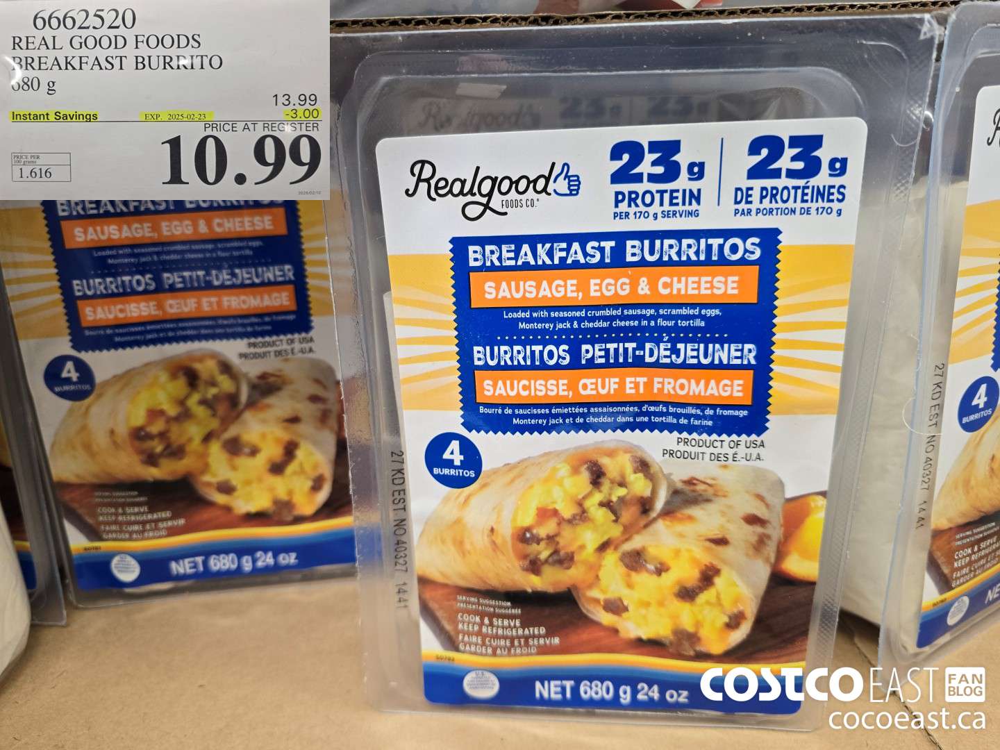 6662520 REAL GOOD FOODS BREAKFAST BURRITO 680 G ($3.00 INSTANT SAVINGS EXPIRES ON 2025-02-23) $10.99