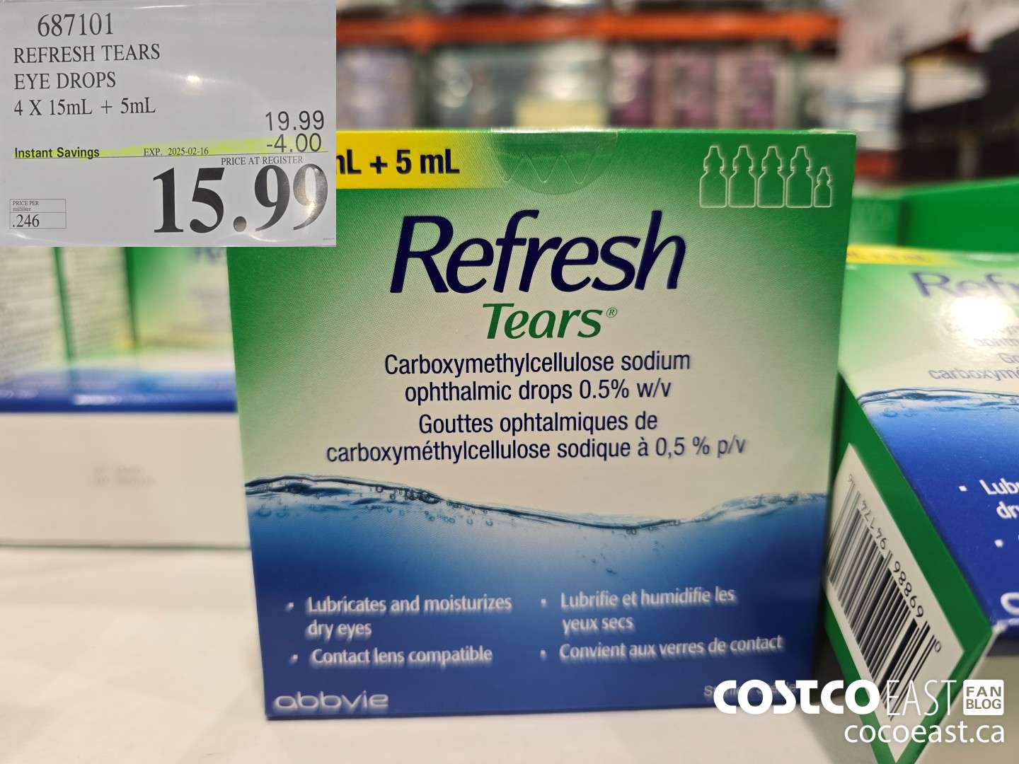 687101 REFRESH TEARS EYE DROPS 4X15ml + 5ml ($4.00 INSTANT SAVINGS EXPIRES ON 2025-02-16) $15.99