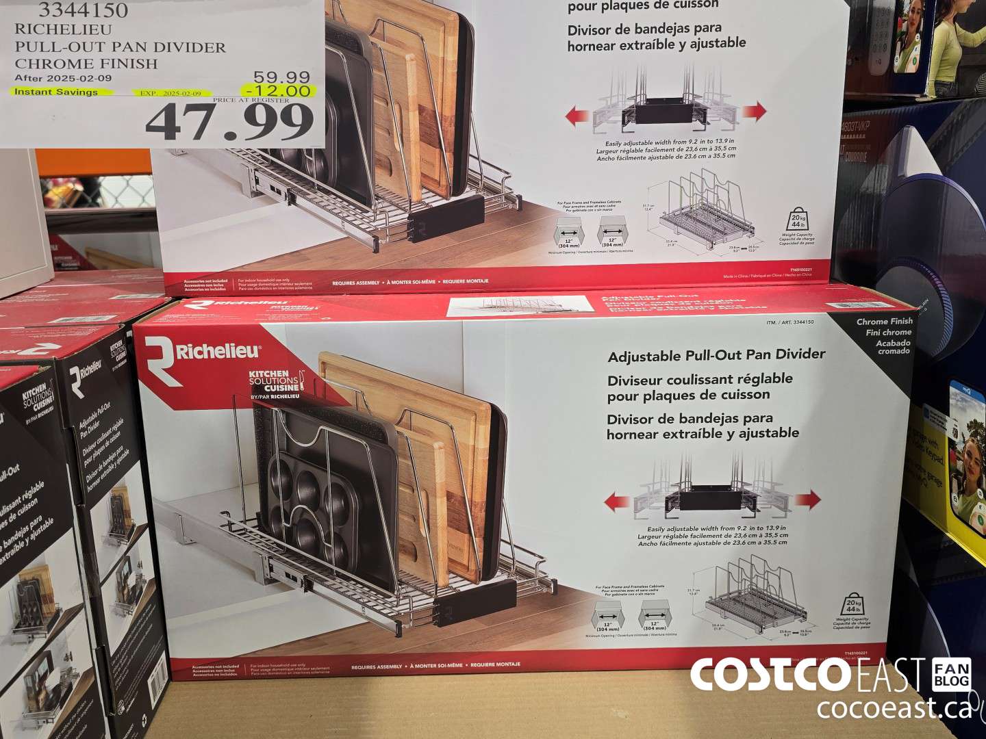 3344150 RICHELIEU PULL-OUT PAN DIVIDER CHROME FINISH ($12.00 INSTANT SAVINGS EXPIRES ON 2025-02-09) $47.99