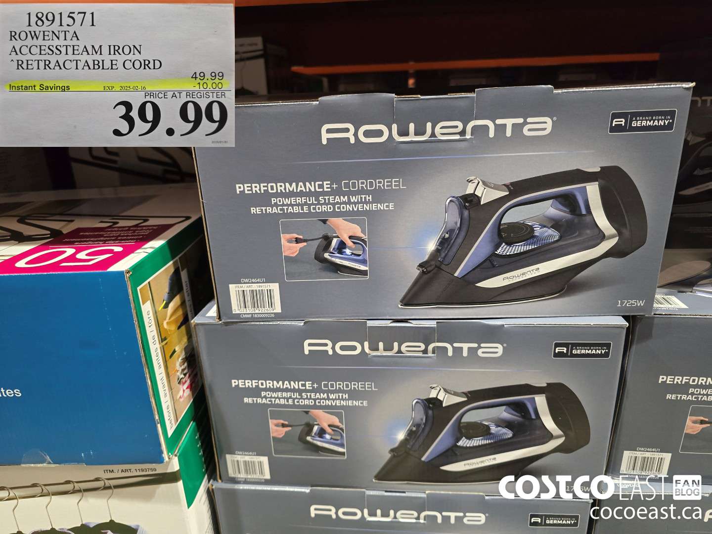 1891571 ROWENTA ACCESSTEAM IRON RETRACTABLE CORD ($10.00 INSTANT SAVINGS EXPIRES ON 2025-02-16) $39.99