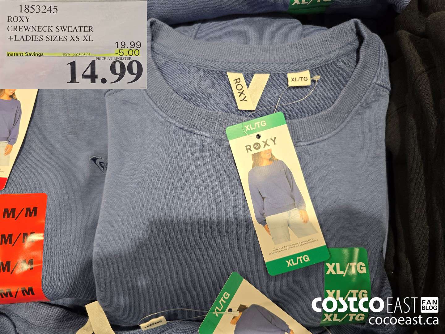 1853245 ROXY CREWNECK SWEATER +LADIES SIZES XS-XL ($5.00 INSTANT SAVINGS EXPIRES ON 2025-03-02) $14.99