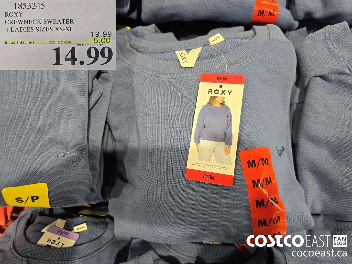 1853245 ROXY CREWNECK SWEATER +LADIES SIZES XS-XL ($5.00 INSTANT SAVINGS EXPIRES ON 2025-03-02) $14.99