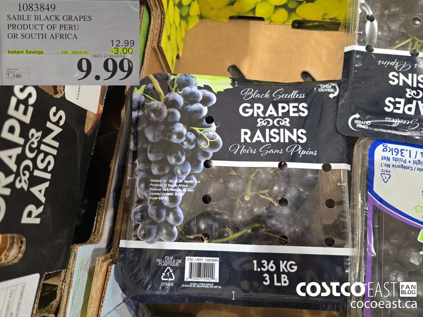 1083849 SABLE BLACK GRAPES PRODUCT OF PERU OR SOUTH AFRICA ($3.00 INSTANT SAVINGS EXPIRES ON 2025-02-09) $9.99