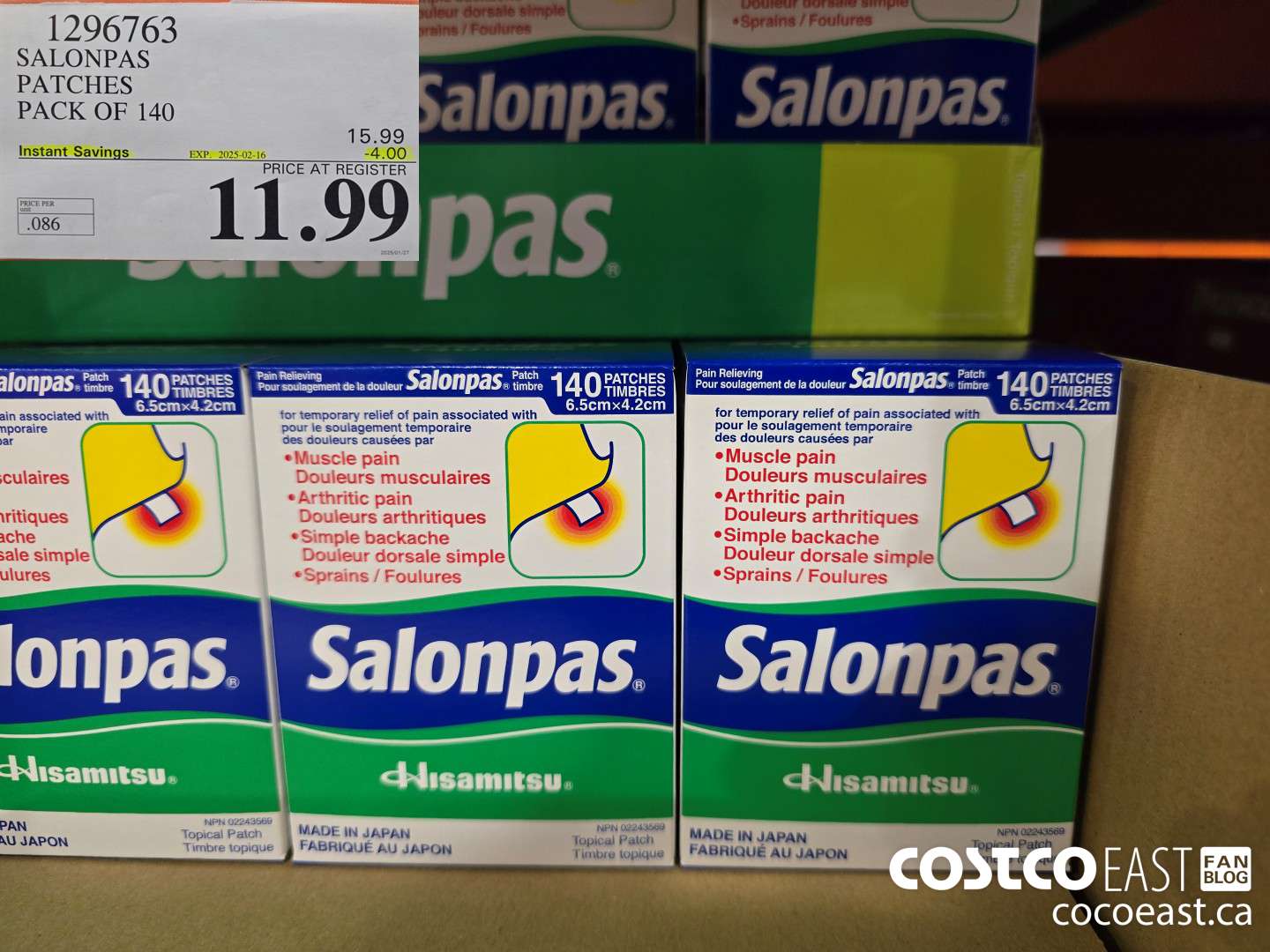 1296763 SALONPAS PATCHES PACK OF 140 ($4.00 INSTANT SAVINGS EXPIRES ON 2025-02-16) $11.99