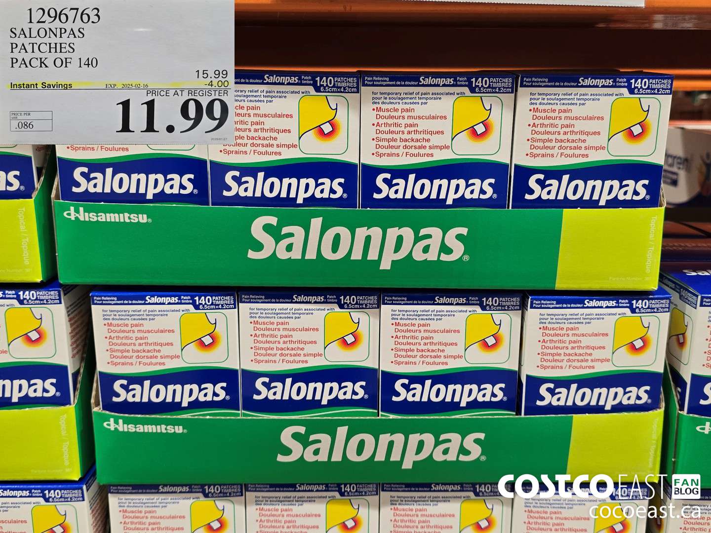 1296763 SALONPAS PATCHES PACK OF 140 ($4.00 INSTANT SAVINGS EXPIRES ON 2025-02-16) $11.99