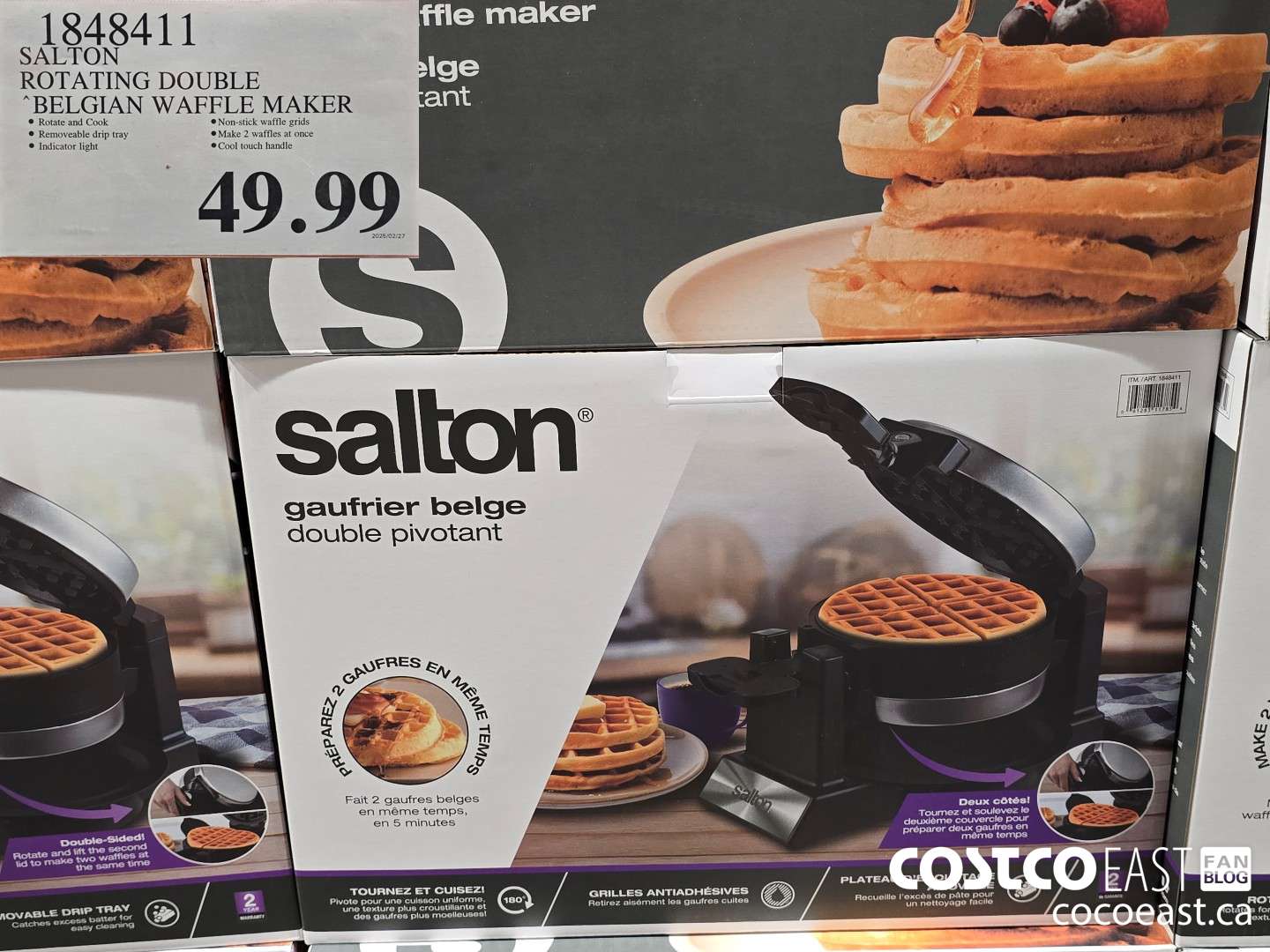 1848411 SALTON ROTATING DOUBLE “BELGIAN WAFFLE MAKER $49.99