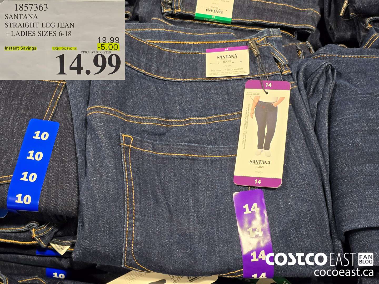 1857363 SANTANA STRAIGHT LEG JEAN +LADIES SIZES 6-18 ($5.00 INSTANT SAVINGS EXPIRES ON 2025-02-16) $14.99