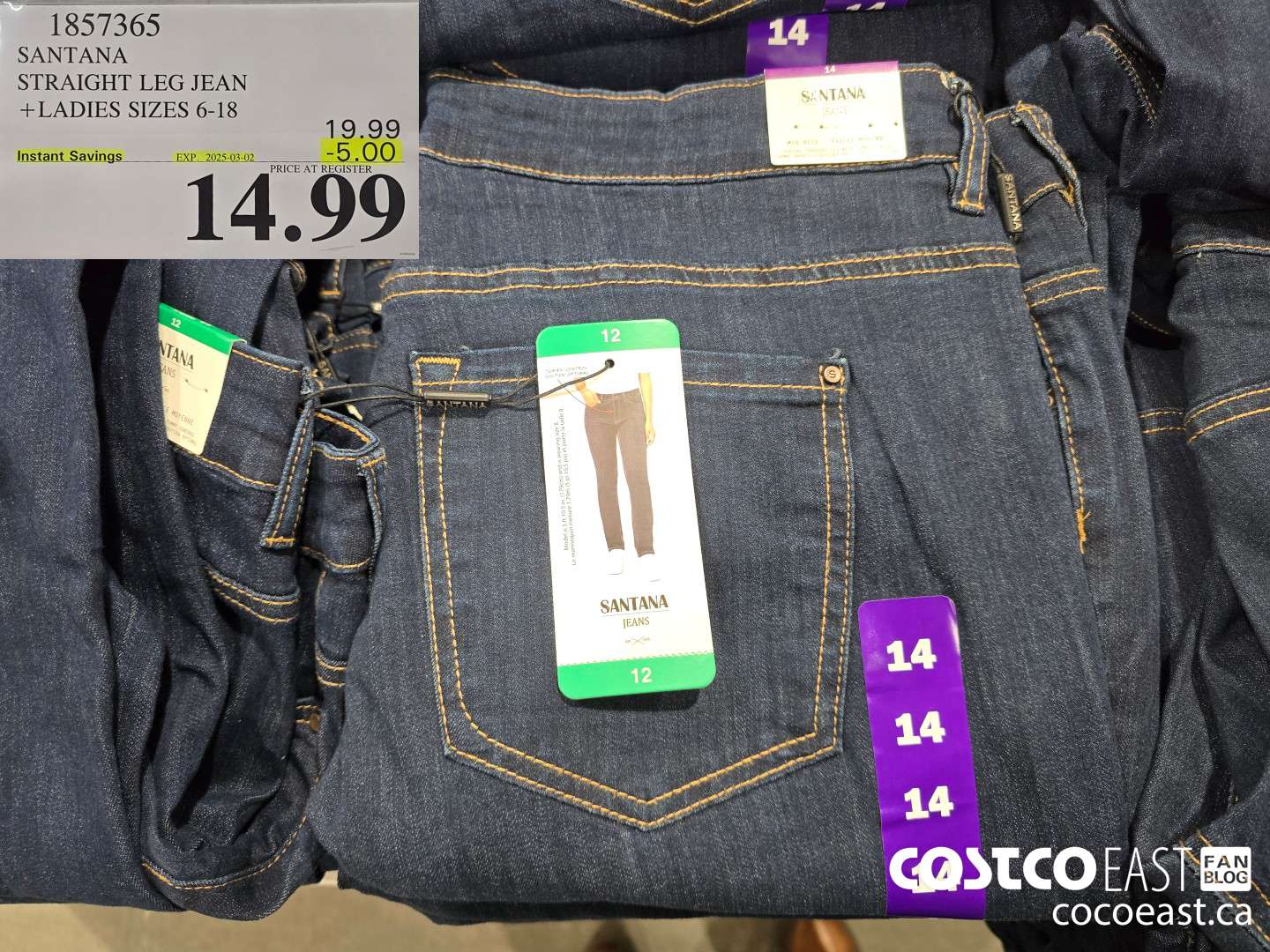 1857365 SANTANA STRAIGHT LEG JEAN + LADIES SIZES 6-18 ($5.00 INSTANT SAVINGS EXPIRES ON 2025-03-02) $14.99