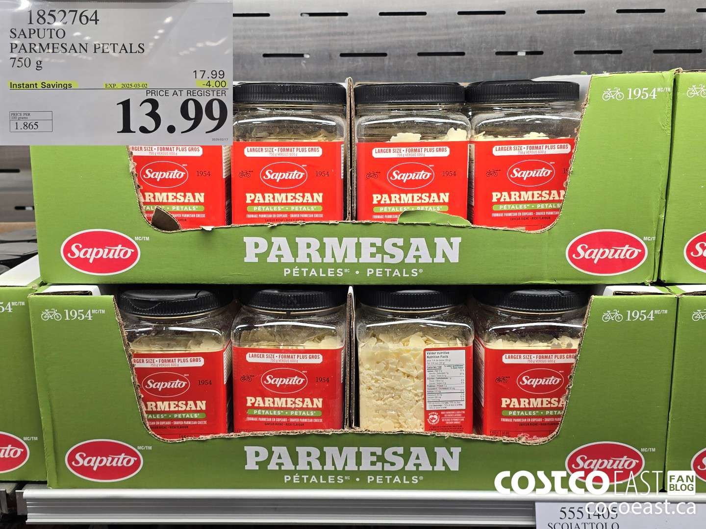 1852764 SAPUTO PARMESAN PETALS 750 g ($4.00 INSTANT SAVINGS EXPIRES ON 2025-03-02) $13.99
