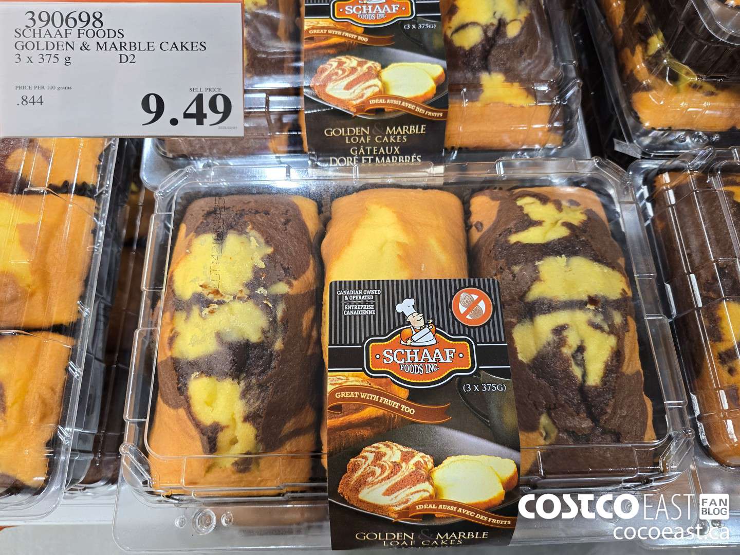 390698 SCHAAF FOODS GOLDEN & MARBLE CAKES 3 X 375 G $9.49