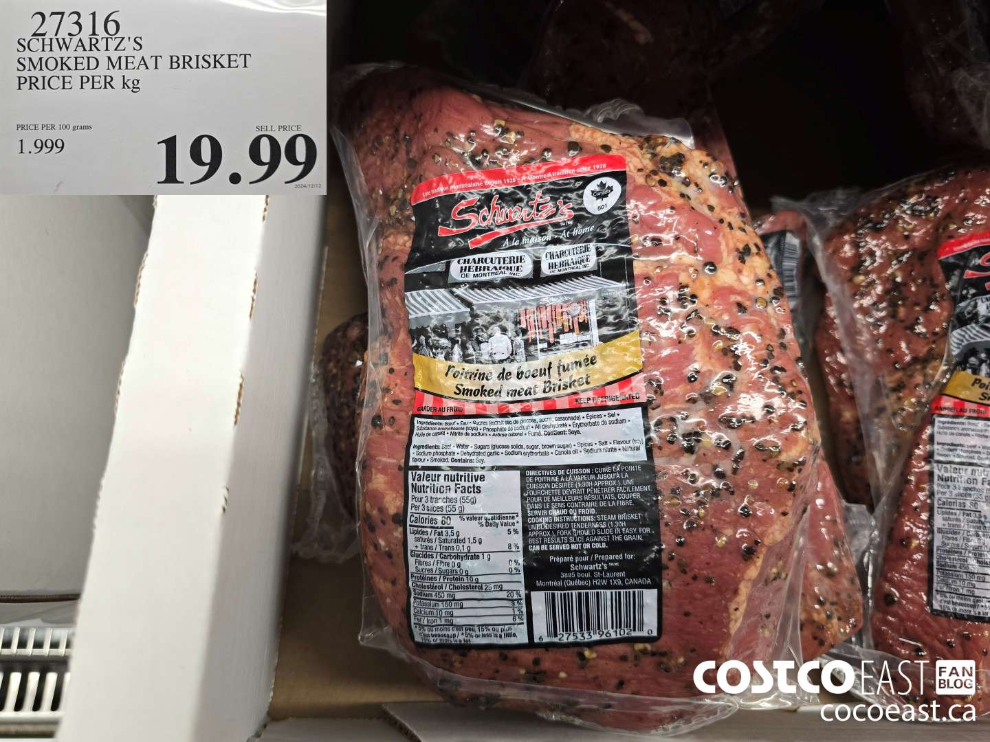 27316 SCHWARTS'S SMOKED MEAT BRISKET PRICE PER KG $19.99