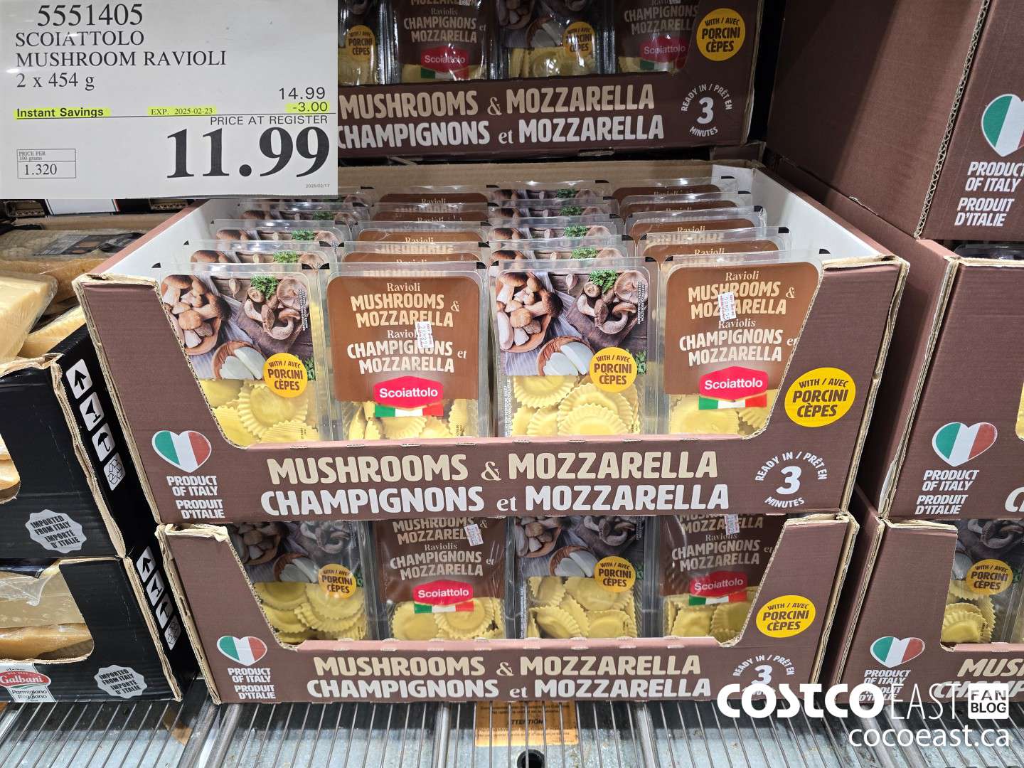 5551405 SCOIATTOLO MUSHROOM RAVIOLI 2 x 454 g ($3.00 INSTANT SAVINGS EXPIRES ON 2025-02-23) $11.99