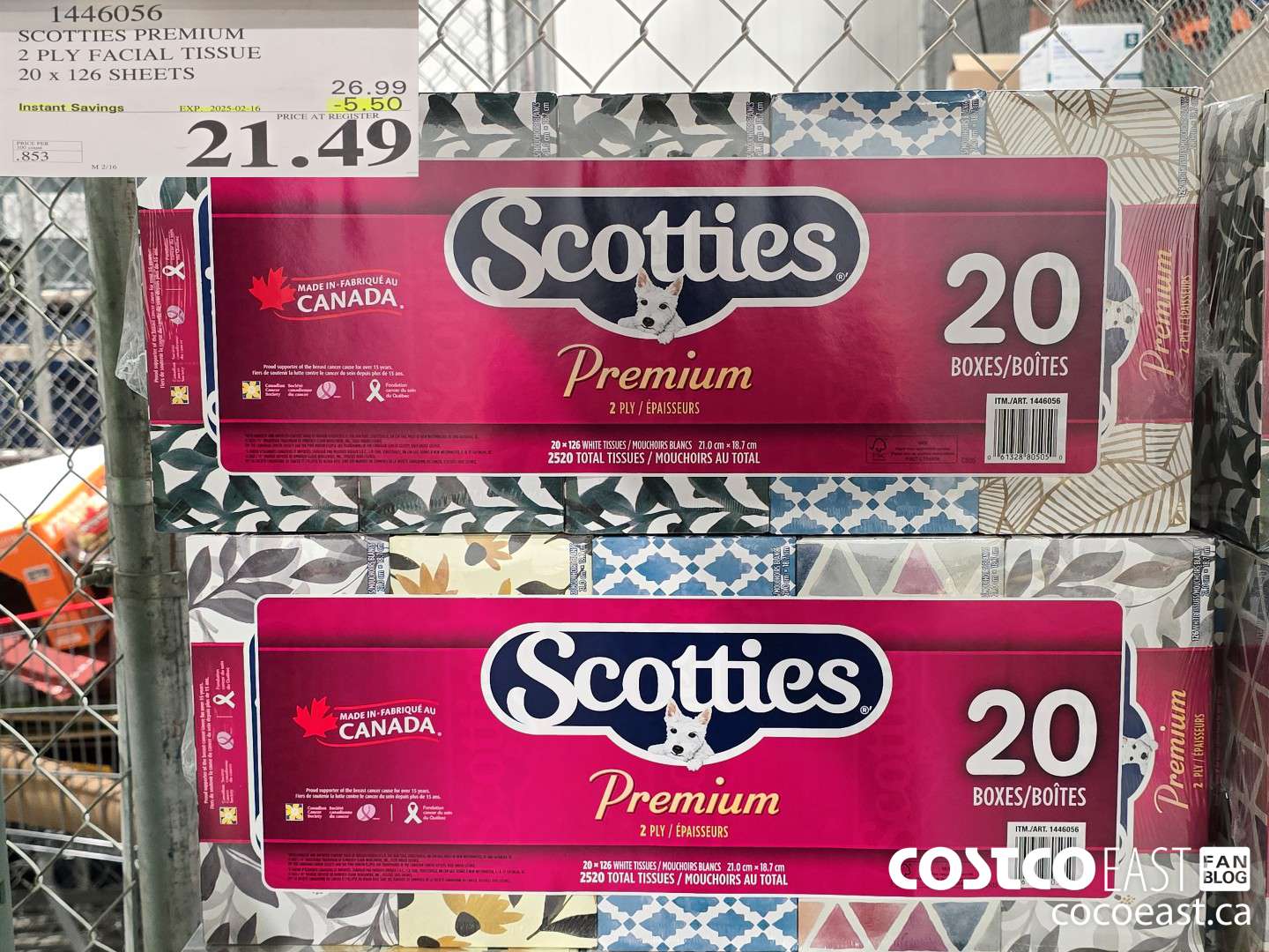 1446056 SCOTTIE PREMIUM 2 PLY FACIAL TISSUES 20 x 126 sheets ($5.50 INSTANT SAVINGS EXPIRES ON 2025-02-16) $21.49