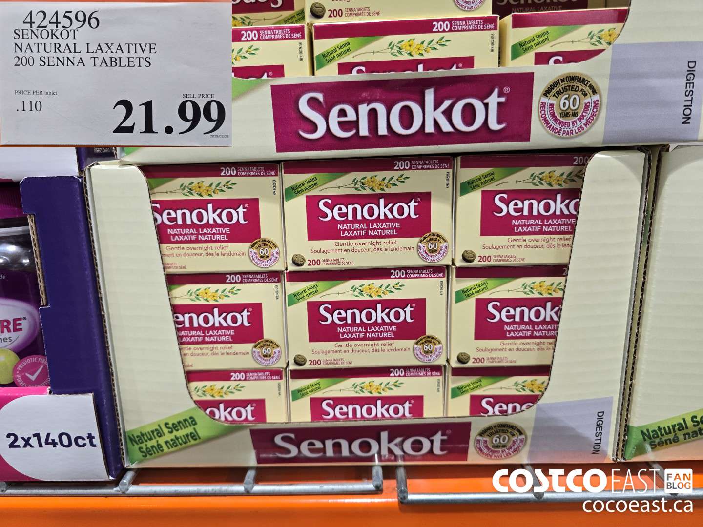 424596 SENOKOT NATURAL LAXATIVE 200 SENNA TABLETS $21.99