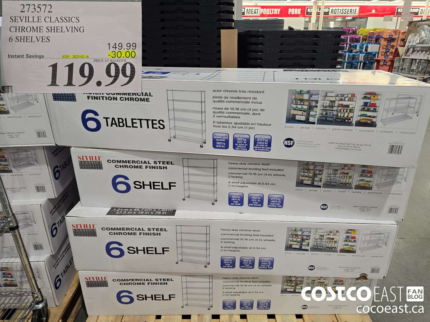 273572 SEVILLE CLASSICS CHROME SHELVING 6 SHELVES ($30.00 INSTANT SAVINGS EXPIRES ON 2025-02-16) $119.99