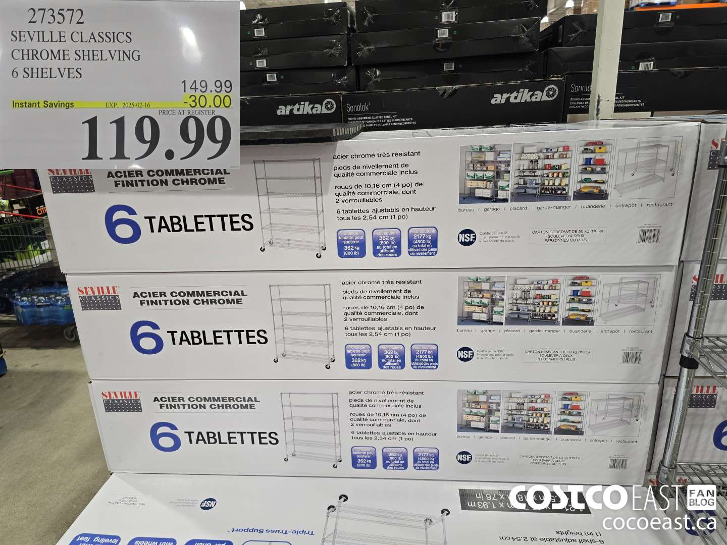 273572 SEVILLE CLASSICS CHROME SHELVING 6 SHELVES ($30.00 INSTANT SAVINGS EXPIRES ON 2025-02-16) $119.99