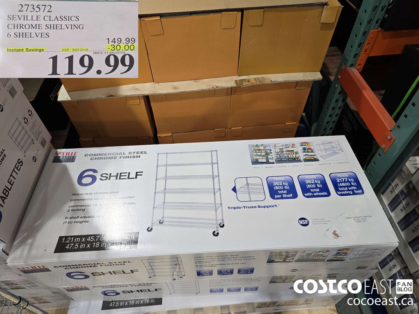 273572 SEVILLE CLASSICS CHROME SHELVING 6 SHELVES ($30.00 INSTANT SAVINGS EXPIRES ON 2025-03-03) $119.99