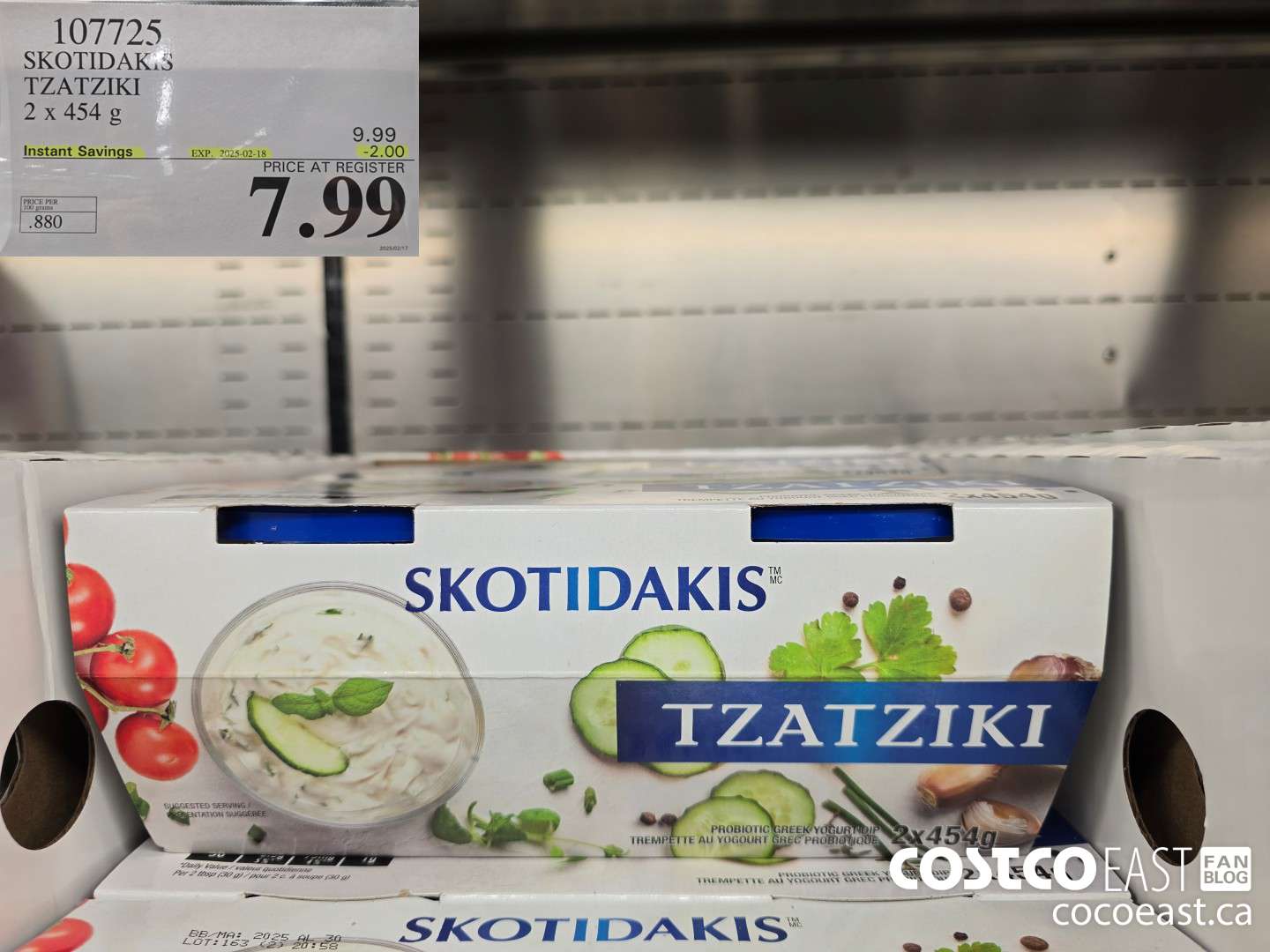 107725 SKOTIDAKIS TZATZIKI 2 X 454 G ($2.00 INSTANT SAVINGS EXPIRES ON 2025-02-18) $7.99