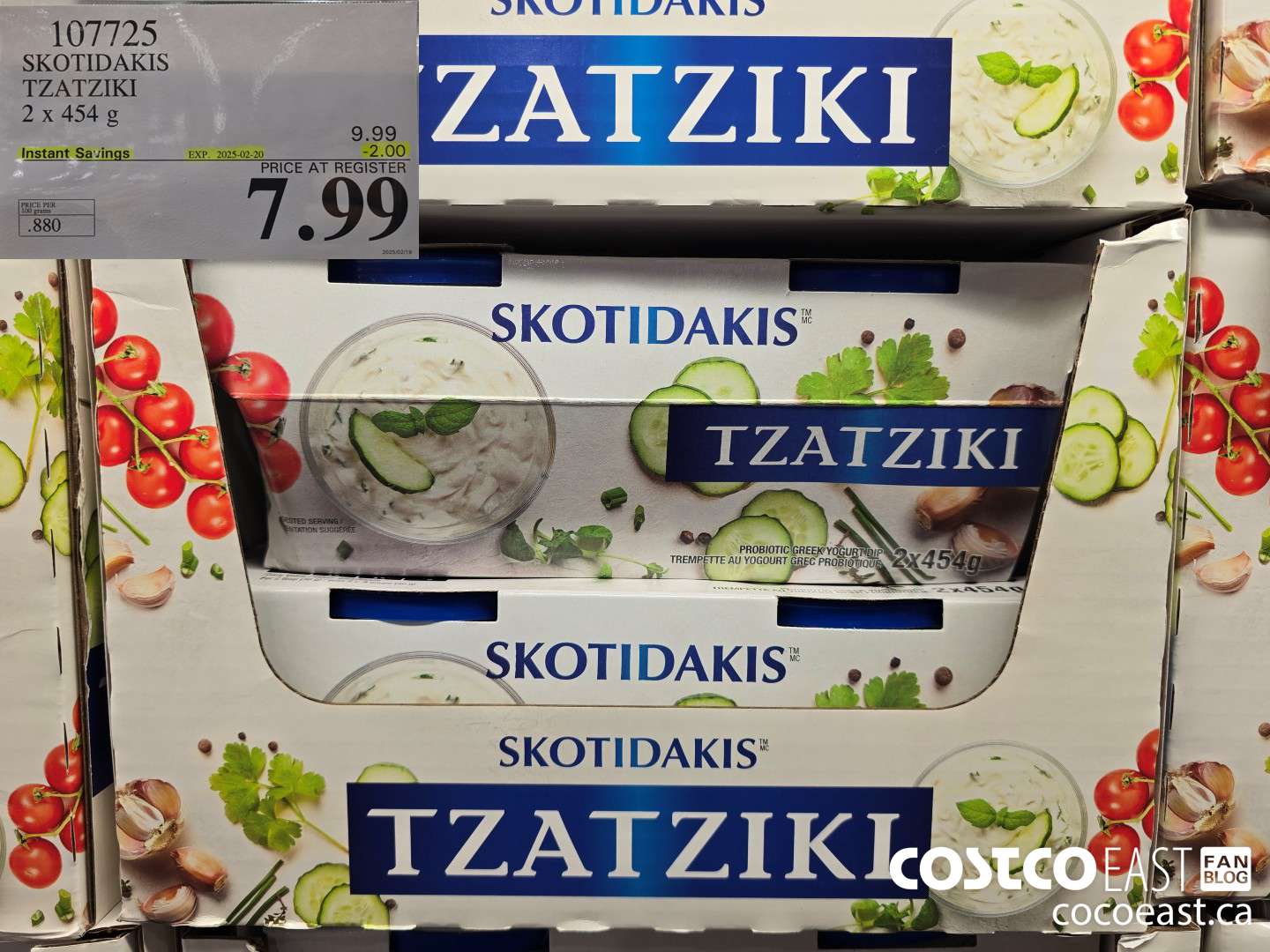107725 SKOTIDAKIS TZATZIKI 2 X 454 G ($2.00 INSTANT SAVINGS EXPIRES ON 2025-02-20) $7.99