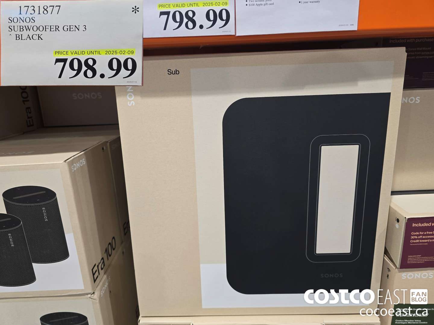 1731877 SONOS SUBWOOFER GEN 3 BLACK $798.99