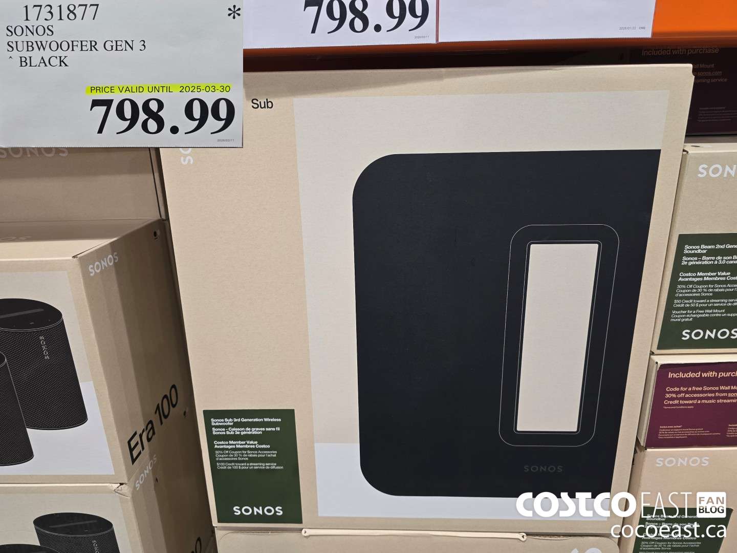 1731877 SONOS SUBWOOFER GEN 3 BLACK $798.99