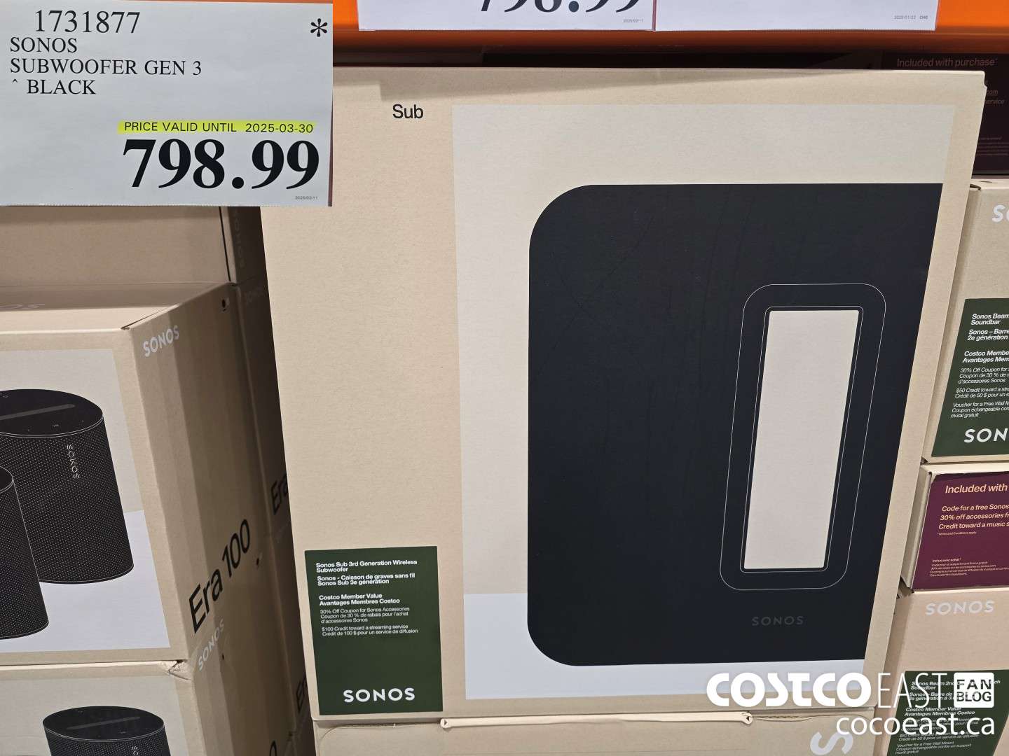 1731877 SONOS SUBWOOFER GEN 3 BLACK $798.99