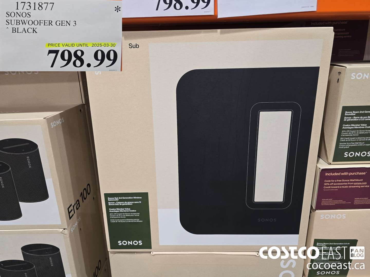 1731877 SONOS SUBWOOFER GEN 3 BLACK $798.99