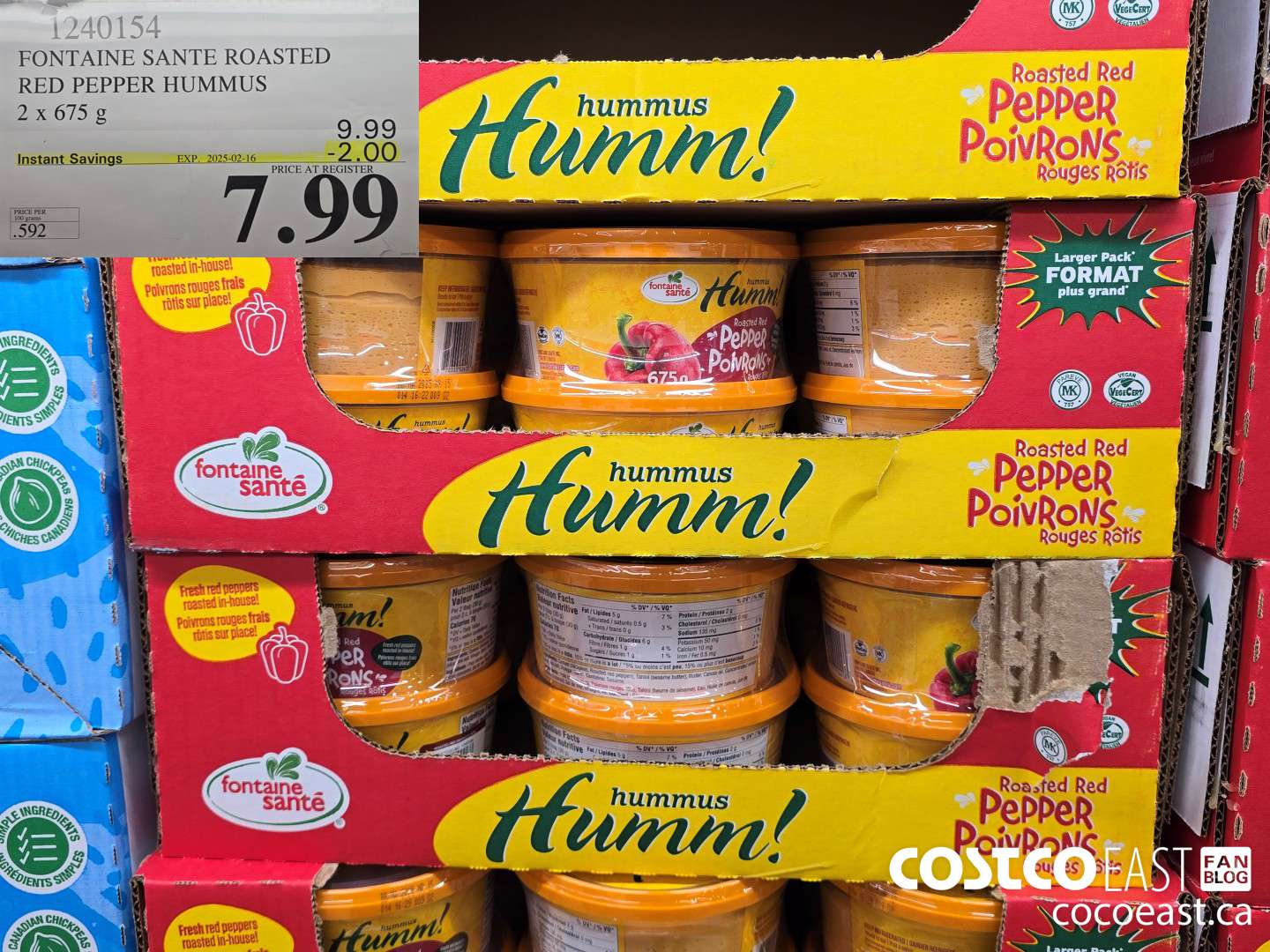 1240154 SONTAINE SANTE ROASTED RED PEPPER HUMMUS 2 x 675 g ($2.00 INSTANT SAVINGS EXPIRES ON 2025-02-16) $7.99