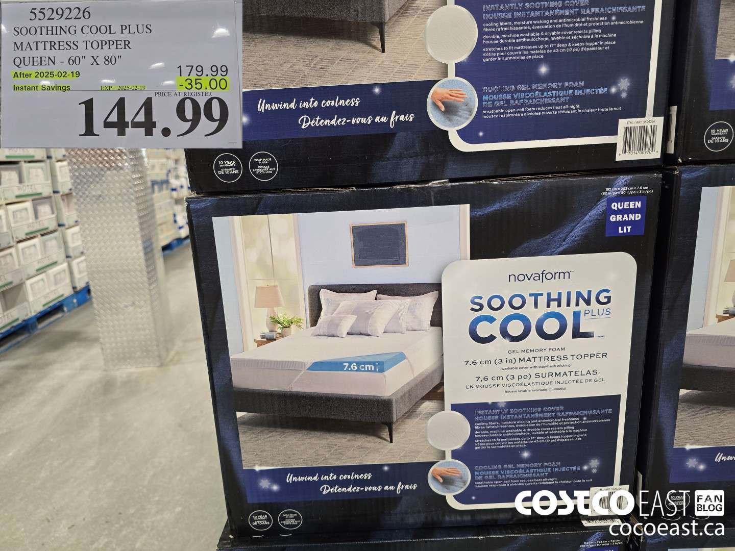 5529226 SOOTHING COOL PLUS MATTRESS TOPPER QUEEN - 60