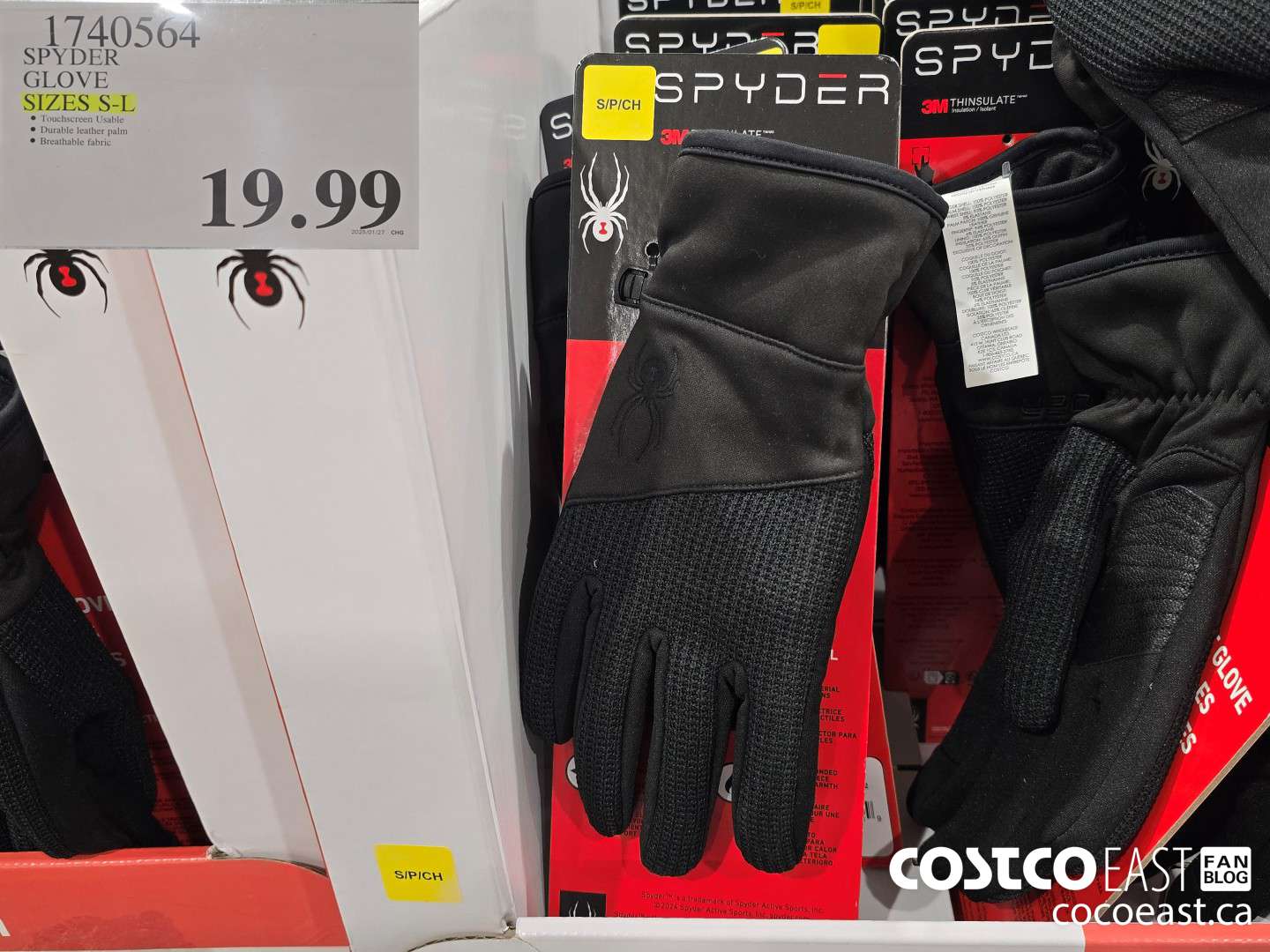 1740564 SPYDER GLOVE SIZE, S-XL $19.99