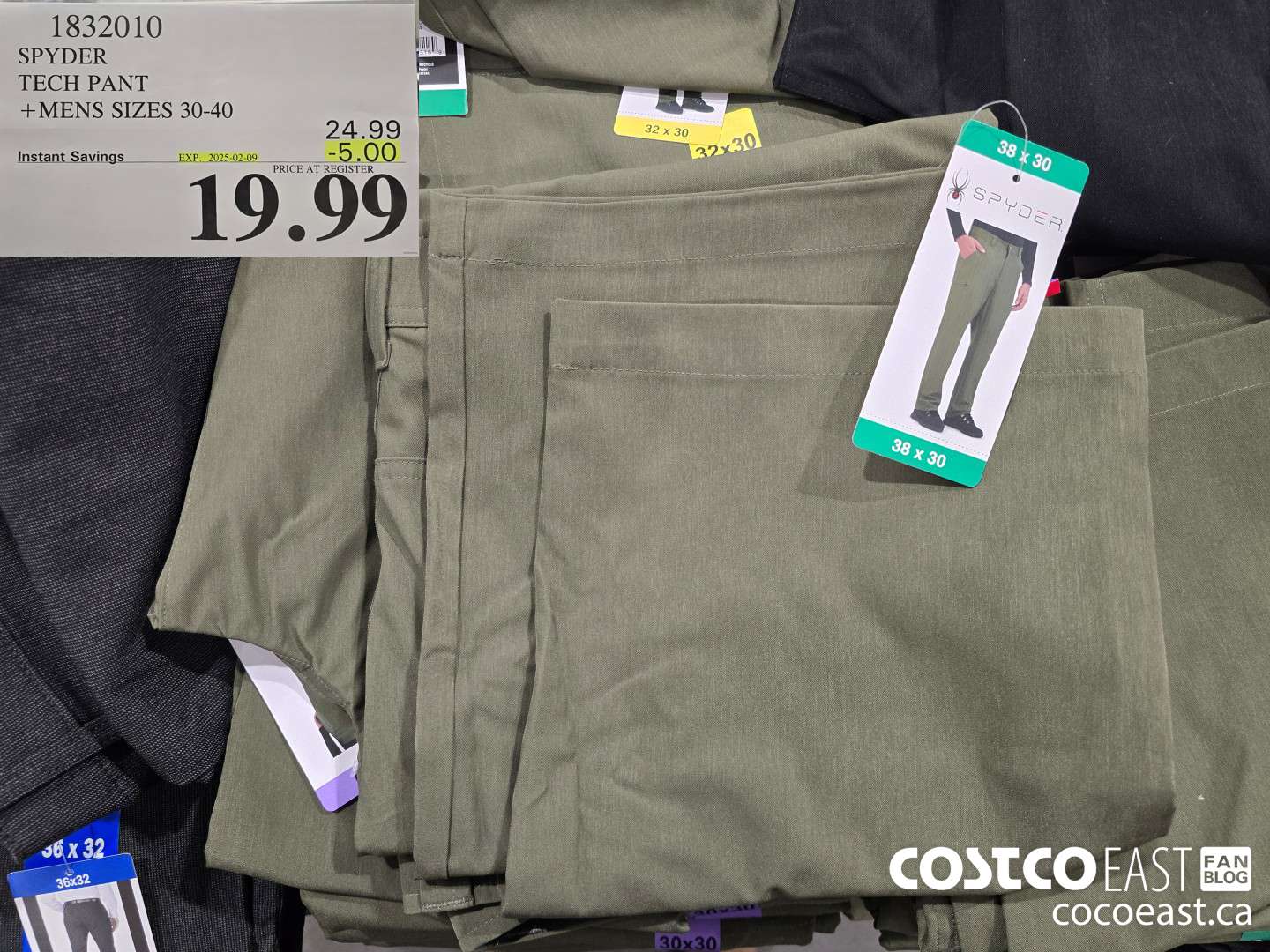 1832010 SPYDER TECH PANT +MENS SIZES 30-40 ($5.00 INSTANT SAVINGS EXPIRES ON 2025-02-09) $19.99