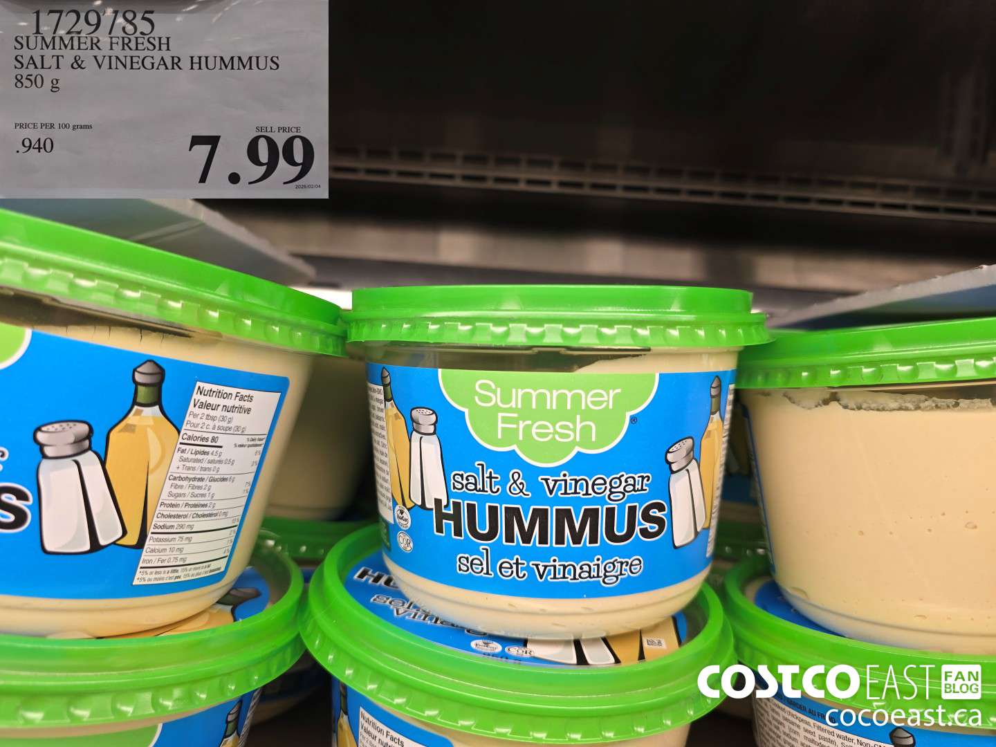 1729785 SUMMER FRESH SALT & VINEGAR HUMMUS 850 g $7.99