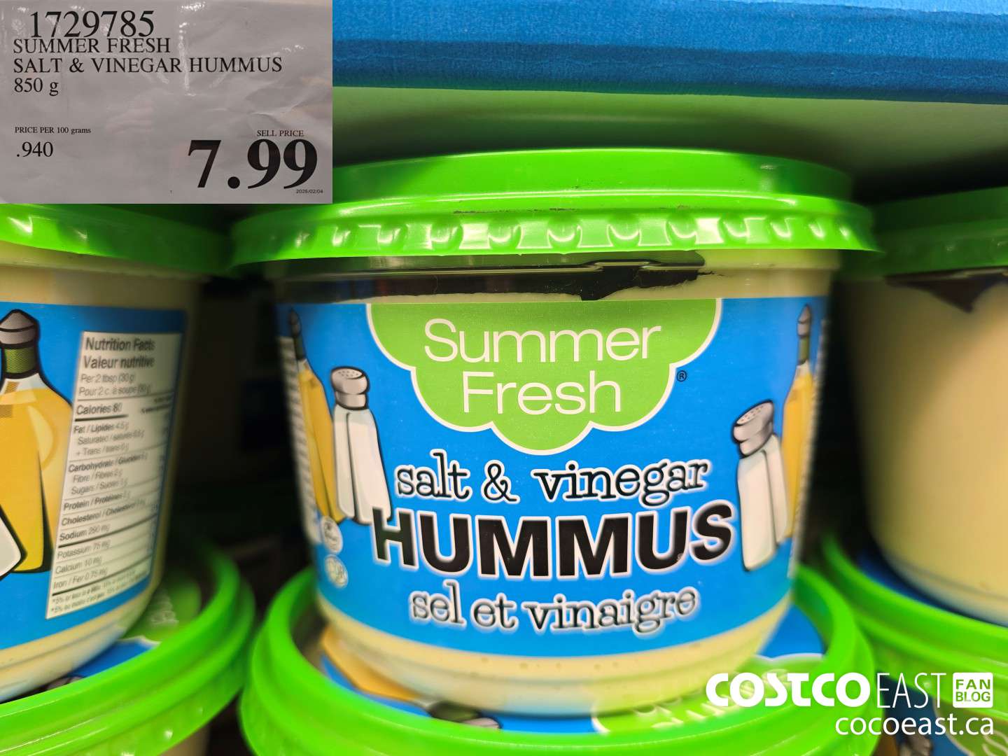1729785 SUMMER FRESH SALT & VINEGAR HUMMUS 850 g $7.99