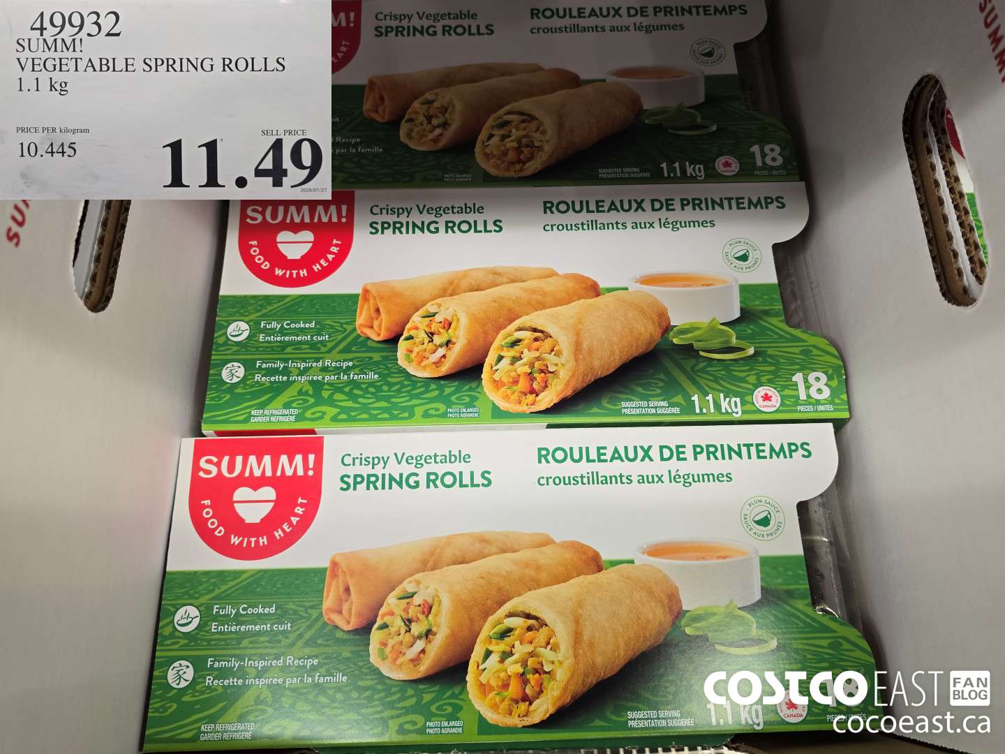 49932 SUMM! VEGETABLE SPRING ROLLS 1.1KG $11.49