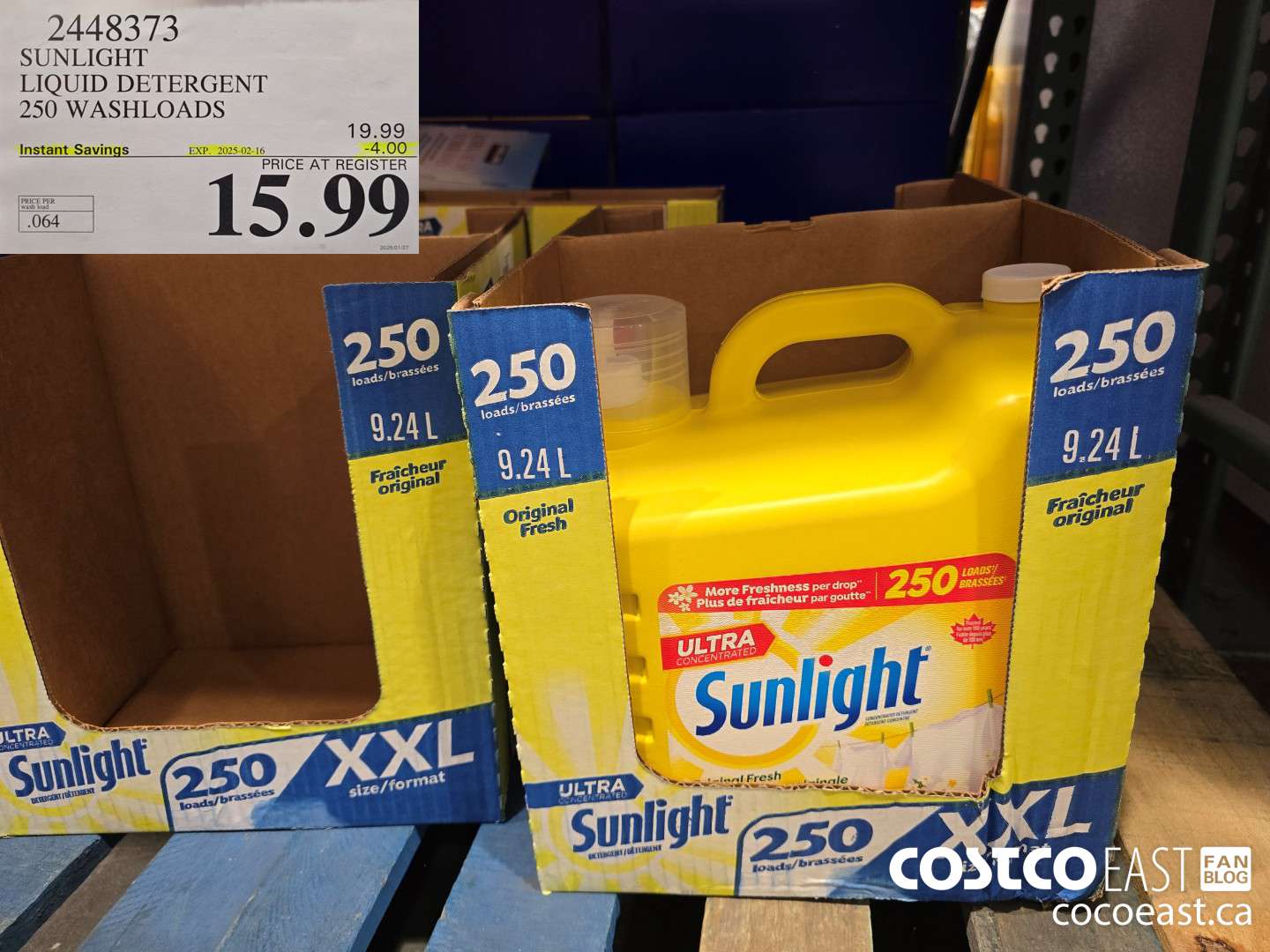 2448373 SUNLIGHT LIQUID DETERGENT 250 wash loads ($4.00 INSTANT SAVINGS EXPIRES ON 2025-02-16) $15.99