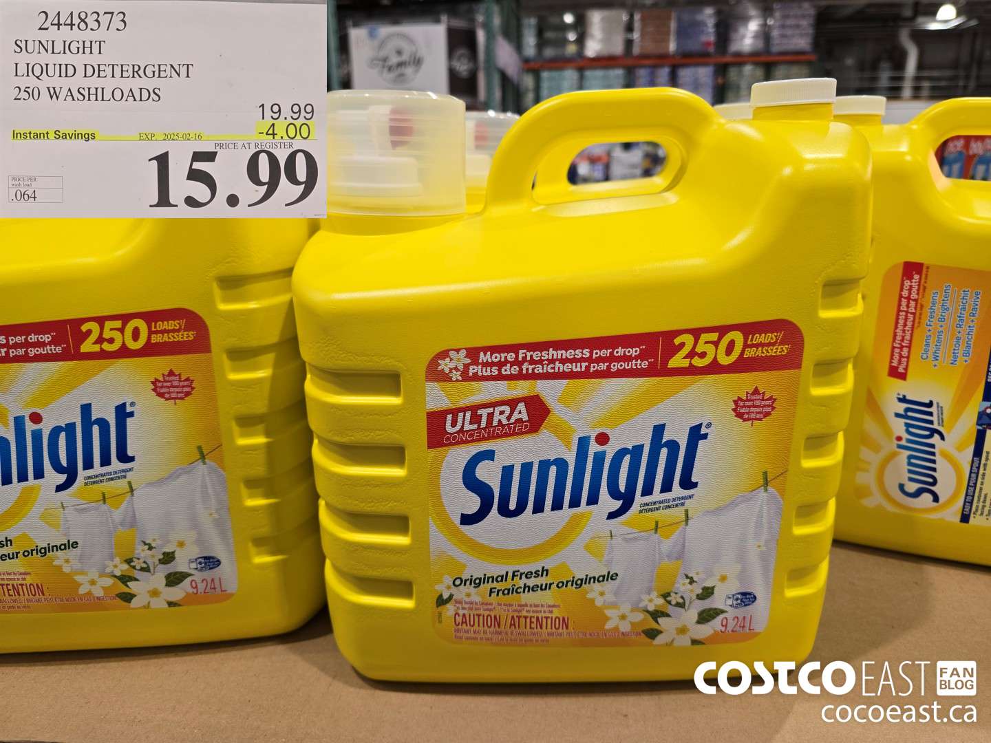 2448373 SUNLIGHT LIQUID DETERGENT 250 wash loads ($4.00 INSTANT SAVINGS EXPIRES ON 2025-02-16) $15.99