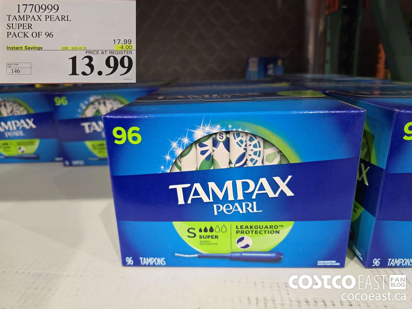 1770999 TAMPAX PEARL SUPER PACK OF 96 ($4.00 INSTANT SAVINGS EXPIRES ON 2025-02-23) $13.99
