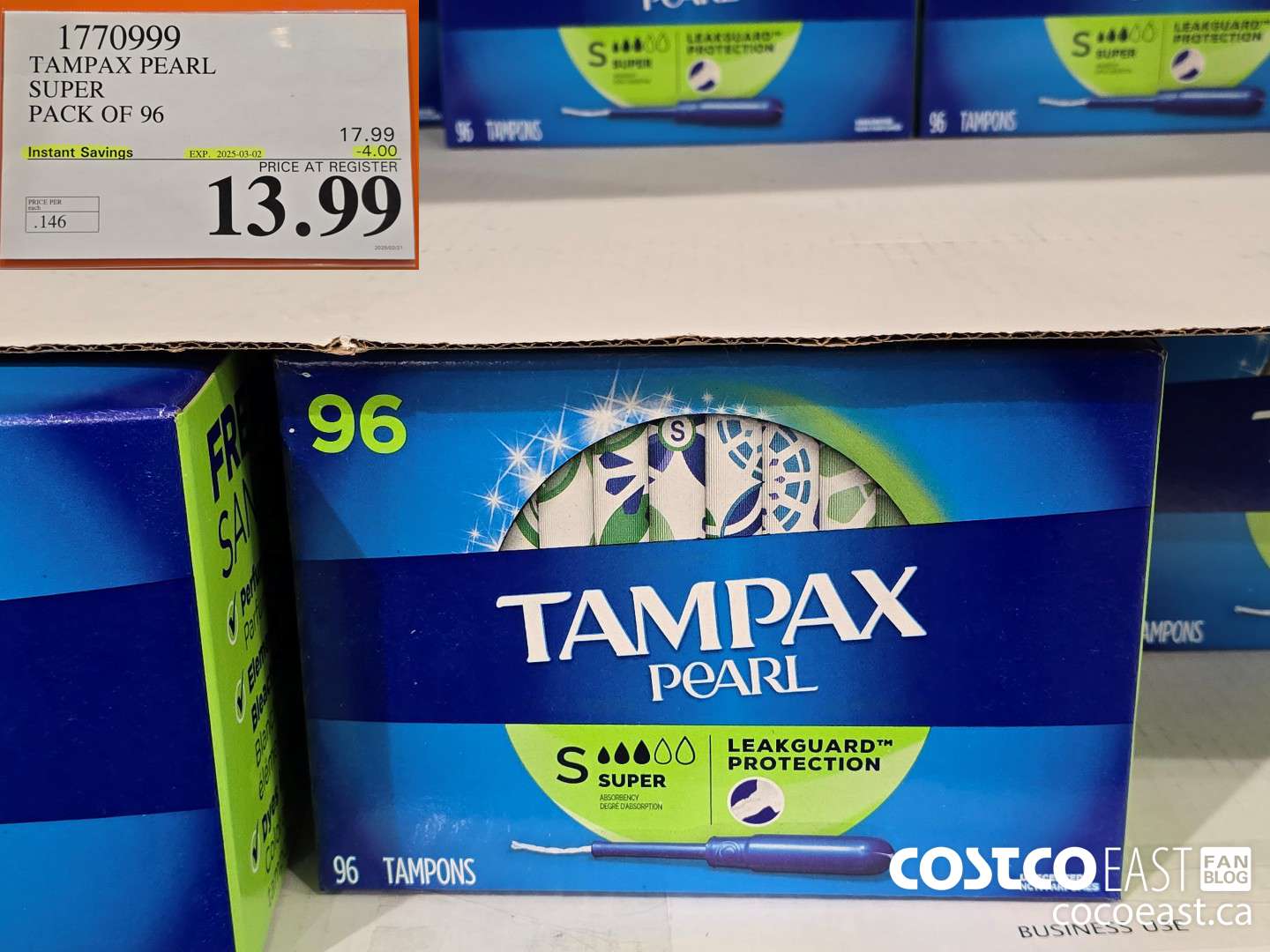 1770999 TAMPAX PEARL SUPER PACK OF 96 ($4.00 INSTANT SAVINGS EXPIRES ON 2025-03-02) $13.99