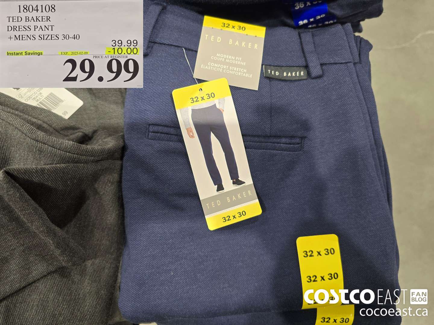 1804108 TED BAKER DRESS PANT +MENS SIZES 30-40 ($10.00 INSTANT SAVINGS EXPIRES ON 2025-02-09) $29.99