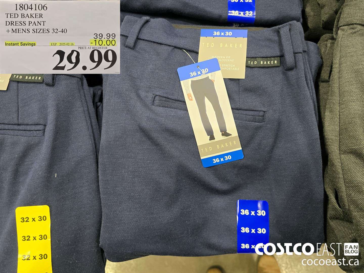 1804106 TED BAKER DRESS PANT +MENS SIZES 32-40 ($10.00 INSTANT SAVINGS EXPIRES ON 2025-02-16) $29.99