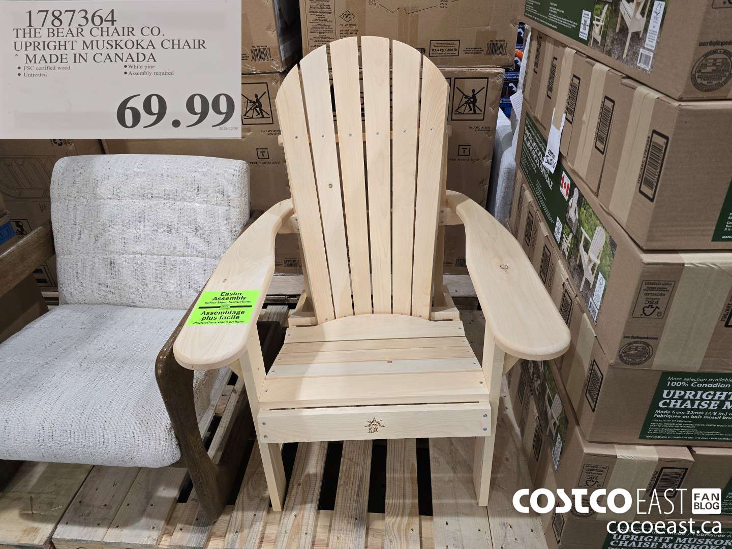 1787364 THE BEAR CHAIR CO. UPRIGHT MUSKOKA CHAIR MADE IN CANADA $69.99