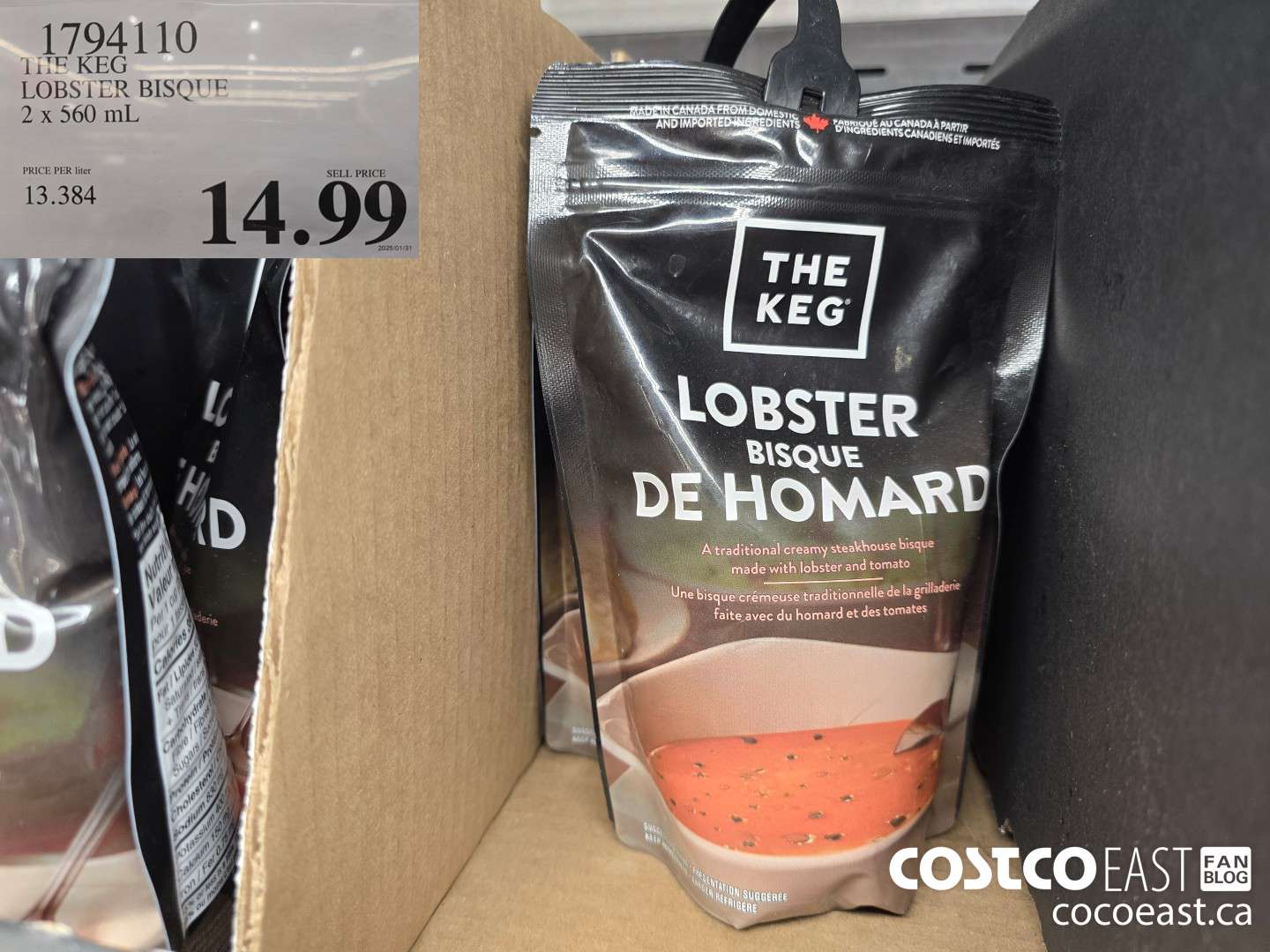 1794110 THE KEG LOBSTER BISQUE 2 X 560 ML $14.99