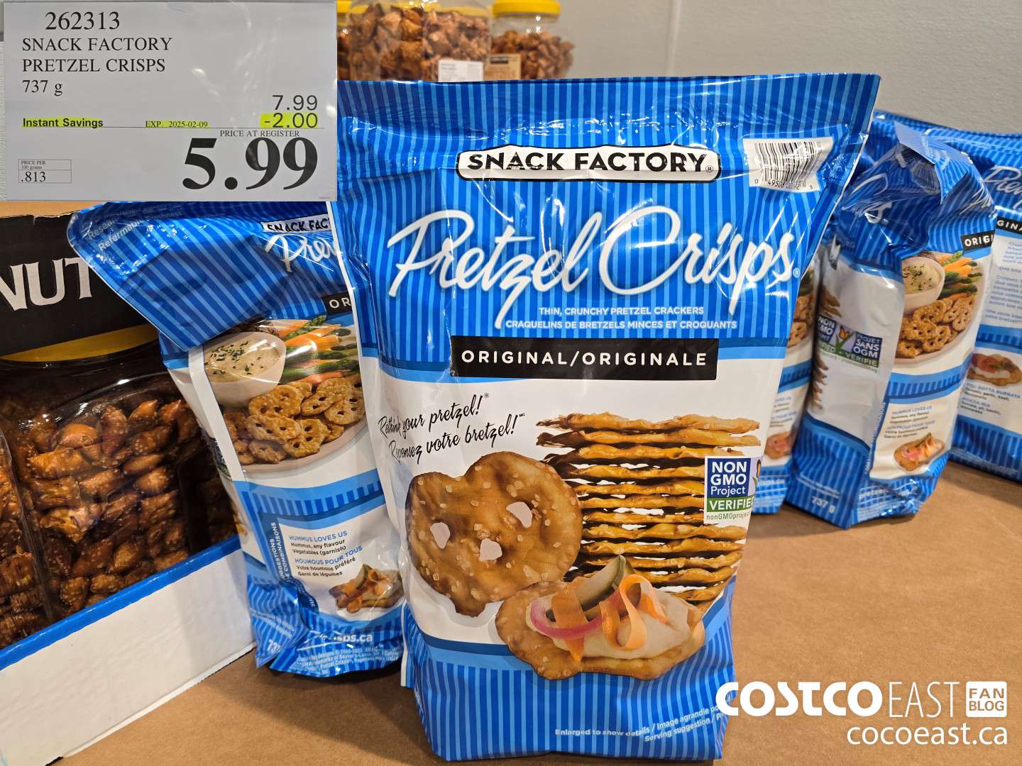 262313 THE SNACK FACTORY PRETZEL CRISPS 737 G ($2.00 INSTANT SAVINGS EXPIRES ON 2025-02-09) $5.99