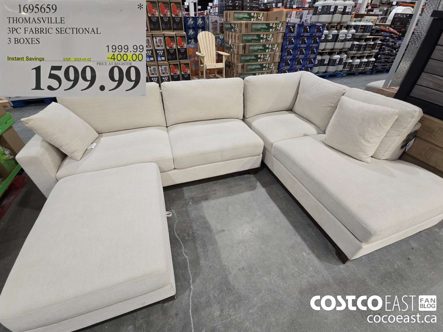 1695659 THOMASVILLE 3PC FABRIC SECTIONAL 3 BOXES ($400.00 INSTANT SAVINGS EXPIRES ON 2025-03-02) $1599.99