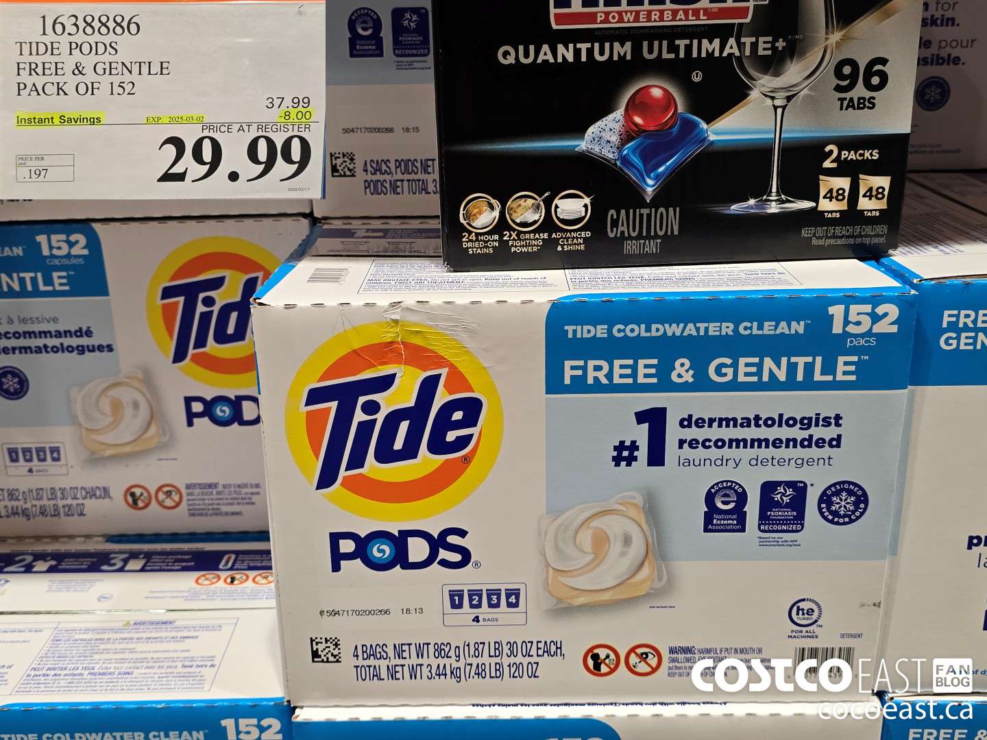 1638886 TIDE PODS FREE & GENTLE PACK OF 152 ($8.00 INSTANT SAVINGS EXPIRES ON 2025-03-02) $29.99