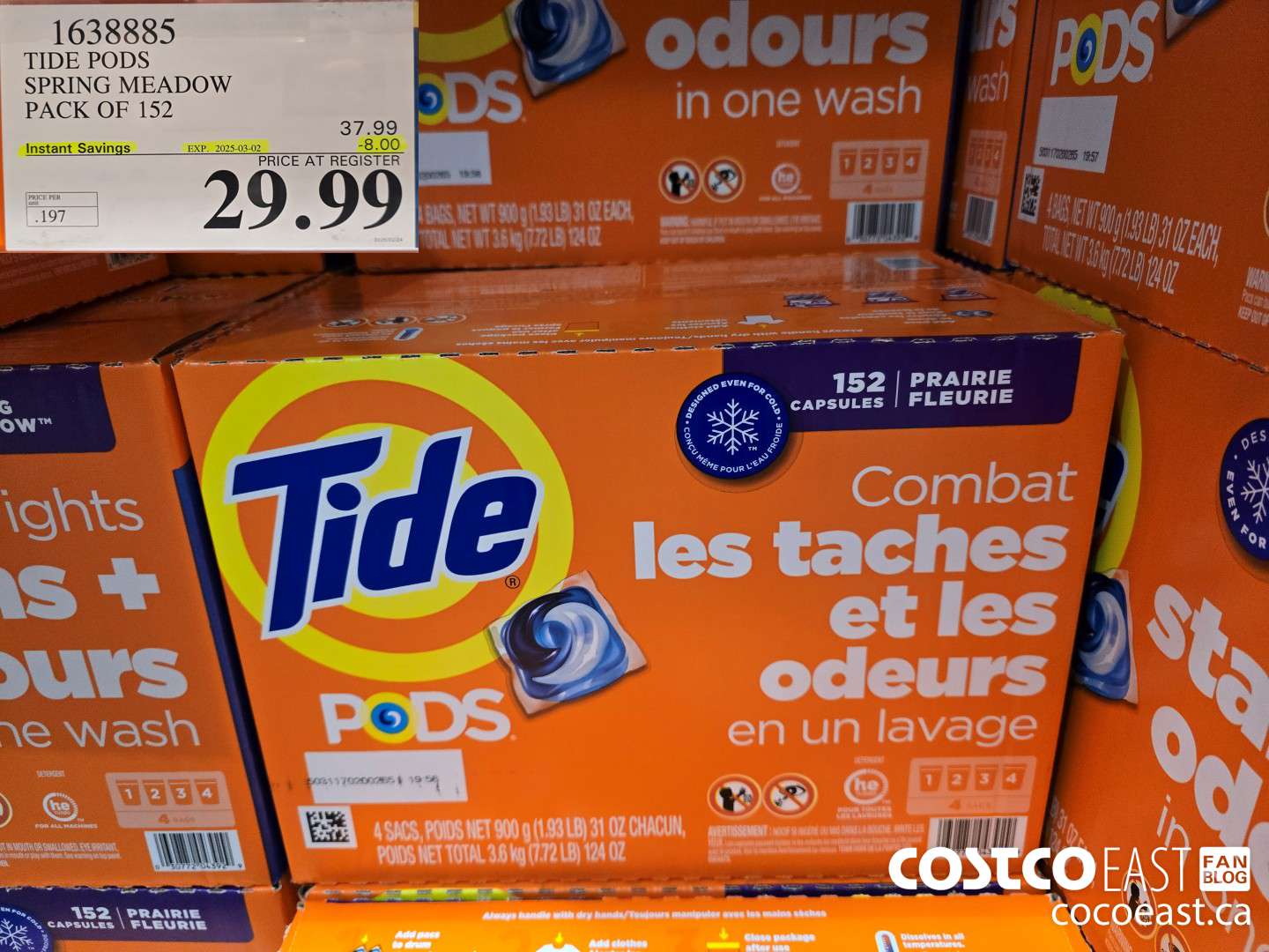 1638885 TIDE PODS SPRING MEADOW PACK OF 152 ($8.00 INSTANT SAVINGS EXPIRES ON 2025-03-02) $29.99